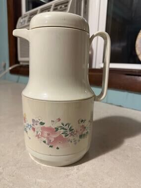 Vintage Phoenix Thermal Carafe Insulated Coffee Pot Pitcher Cream Pink Floral 10